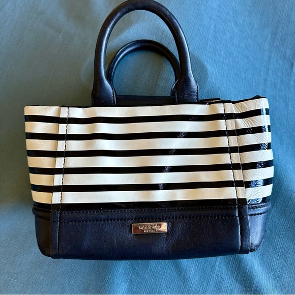 kate spade Handbags - Kate Spade Black and White Striped Shoulder Bag
